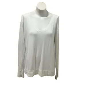 Athleta Women's XL White V-Neck Long Sleeve Relaxed Fit Top thumbnail 2
