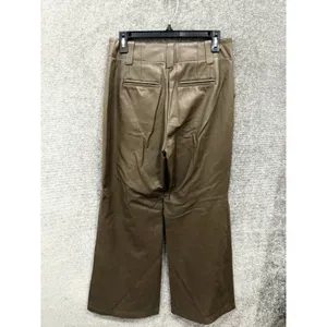 Maeve Anthropologie Women Pants 8 Brown Faux Leather Wide Leg High Rise Pocket thumbnail 6
