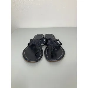 Boden‎ Womens Navy Blue Leather Interlocking Circle Thong Flat Sandals Size 41 thumbnail 2
