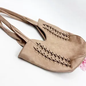 Anthropologie Carson Faux Leather Braided Tote Bag Tan Boho Bohemian Festival thumbnail 9