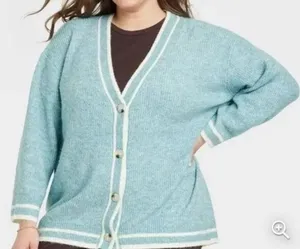 A New Day Women's Light Blue V-Neck Button‎ Front Cardigan Sweater thumbnail 1