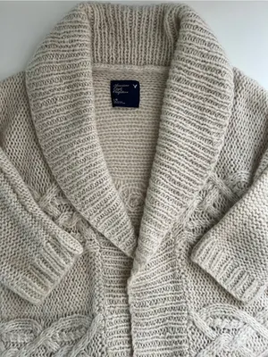 American Eagle Wool Mohair Open Front Chunky Knit Shawl Cardigan Y2K L thumbnail 7