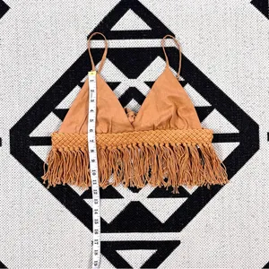 Sage The Label Giulia Boho Fringe Hem Crop Top in Rust Medium thumbnail 7