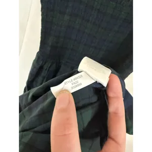 J.Crew Green Tartan Plaid Smocked Tiered Poplin Midi Dress thumbnail 3