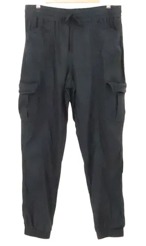 Linen Blend Cargo Jogger Pants Womens Size M Black Utility Gorp Lightweight thumbnail 1