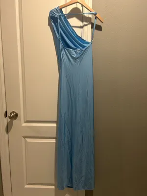 OYS Elegant One-Shoulder Sky Blue Dress thumbnail 4