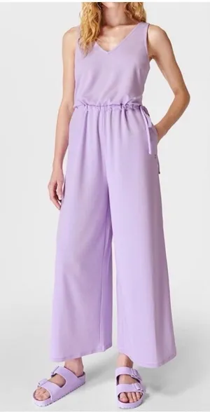 Sweaty Betty Lavender Purple Cruise Jumpsuit Sleeveless V Neck Size US‎ 10 thumbnail 1
