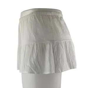 NEW Edikted White Floral Eyelet Embroidered Low Waist Mini Flared A-Line Skirt L thumbnail 2