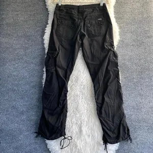 Union Bay Black Cargo Pants Adjustable Drawstrings Y2k Gorpcore Dark Academia thumbnail 6