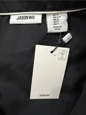 Jason Wu NWT Black Short-Sleeve Satin Pajama Top with White Piping thumbnail 3