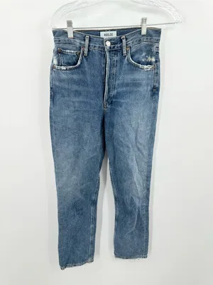 AGOLDE Riley High Rise Straight Crop Jeans Distressed Size 24 thumbnail 2