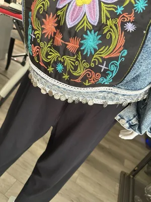 Chance Off Embroidered Boho Denim Jacket with Coin Fringe One Size thumbnail 3