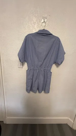 MICAS Blue & White Striped Short Romper - Size M - Boho Beach Style thumbnail 10