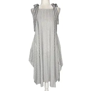 Zara‎ Trafaluc Pinafore Dress S Black White Stripes Apron Cover Up Asymmetrical thumbnail 3