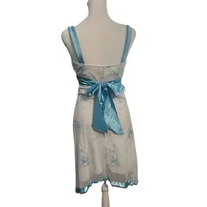 Vintage Y2K Finesse White And Blue Floral sparkle Dress thumbnail 12