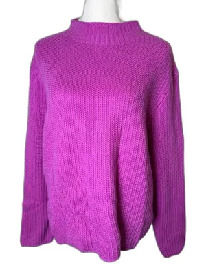 JCREW Vibrant Purple knit Mockneck Sweater Size XL NWT preppy office thumbnail 1