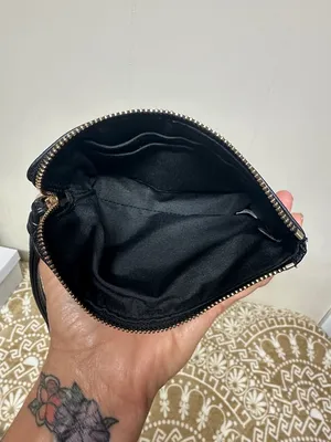 Coach Black Pebbled Leather Zip Wristlet with Gold Hardware thumbnail 5