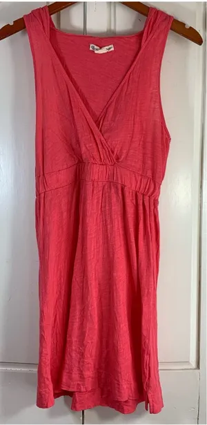 American Eagle‎ Coral Pink Hood Surplice Empire Waist Mini Dress XS Beach Resort thumbnail 1