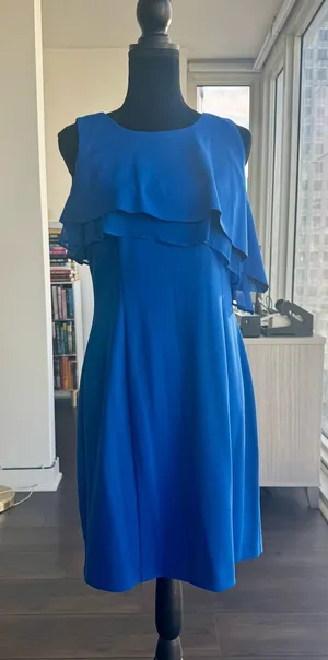 Nordstrom Taylor Bright Blue Ruffle Sleeveless Shift Dress Size 10 NEW! thumbnail 1