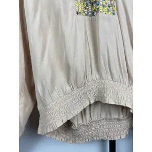 Maeve Anthropologie Cream Kristie Long Balloon Sleeve Sequin‎ Peasant Blouse S thumbnail 4