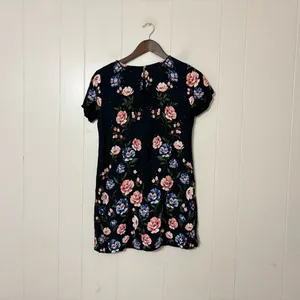 Abercrombie & Fitch Black Floral Mini Dress S Short Sleeve A-Line Cottagecore thumbnail 7