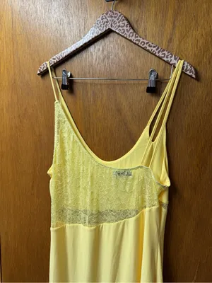 ASOS Cami Strap Lace Panel Maxi Dress Ruffle Detail Pastel Butter Yellow 12 NEW thumbnail 7