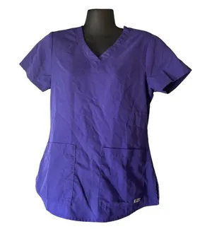 Grey’s Anatomy by Barco purple scrubs top tee short sleeve v neck women’s small thumbnail 1