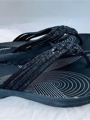 Clarks Breeze Gem Black Flip Flop Slides Size 9 Sparkly Studs vacation glitter thumbnail 5