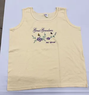 Wons Wear Great Grandmas Are Special Tank Top XL Yellow Waffle Knit Embroidered thumbnail 1