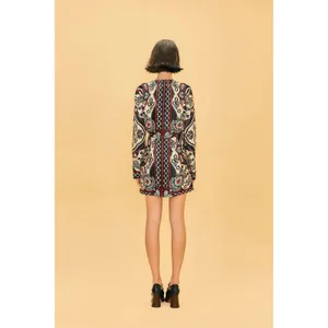 FARM RIO Passion Scarf Wrap Mini Dress Women's Size XS Black Printed thumbnail 2