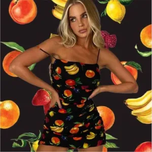 NWT We Wore What Ronnie Ruched Fruit Print Mini Dress Size XL thumbnail 3
