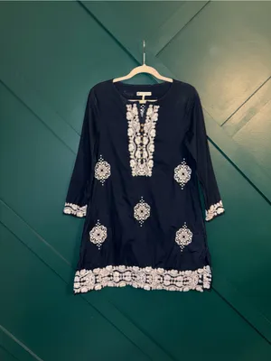 House of Harlow 1960 Linen Embroidered Bohemian Tunic Mini Dress thumbnail 2