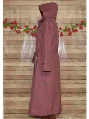 VTG London Fog Trench Coat 10 Dusty Rose Pink Detachable Hood Liner Belt USA thumbnail 7