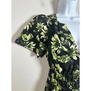 Anthropologie The Somerset Maxi Dress Black Green Floral Cotton Size S thumbnail 8