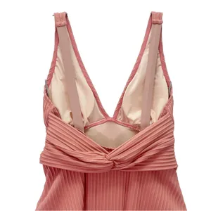 NWT Cupshe Textured Plunge One Piece Swimsuit Pink Size M Ribbed Bathing Suit thumbnail 6