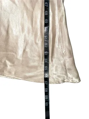 Meshki Calliope One Shoulder Satin Gown Maxi Dress LARGE in Champagne thumbnail 10