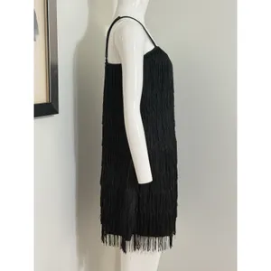 Dreamgirl Black Flapper Fringe Mini Dress Party Dance Women’s Size L thumbnail 4