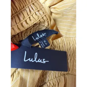 NWT Lulus Coastal Air Mustard Yellow Striped Tie-Back Culotte Jumpsuit Sz XL thumbnail 7