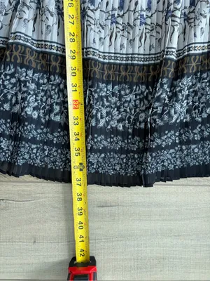 Antonio Melani Gwyneth Floral Tiered Printed Pleated Boho Blue Tan Maxi Skirt thumbnail 8