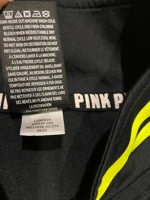 black Victoria's Secret PINK running shirt neon yellow 1/4 zip closure size L thumbnail 3