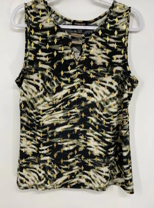 By Design Womens Black Gold Sleeveless Animal Print Blouse NEW Size Large thumbnail 1