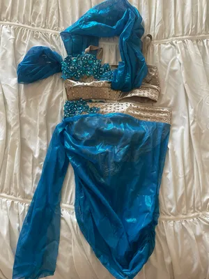 Custom Made Two Piece Dance Costume Blue Size 0 thumbnail 1