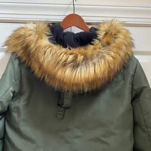S13 Bomber Jacket Women M Olive Green Duck Feather Down Faux Fur Hooded Gorpcore thumbnail 8