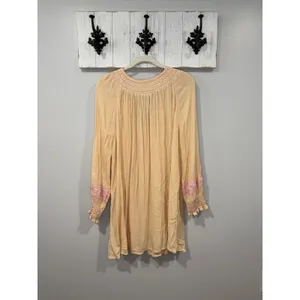 Free People Wind Willow Mini Dress Embroidered Boho Tunic Size Large thumbnail 2