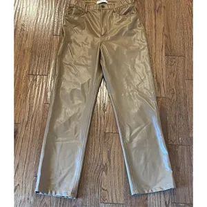 Abercrombie & Fitch 90’s ultra high rise faux leather tan pant 30 thumbnail 11