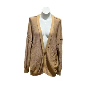 Free People Women's Beige Oversized Cardigan Sweater Size S thumbnail 2