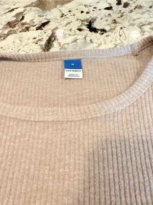 Old Navy Ribbed Long Sleeve Fitted Top Taupe Beige Women's M thumbnail 3