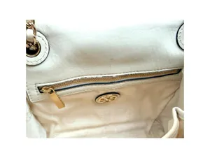 Tory Burch Quilted Leather Chain Shoulder Bag Ivory Cream Crossbody Purse Gold thumbnail 6