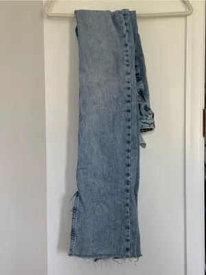 Zara Light Blue Distressed Split Hem Jeans thumbnail 6