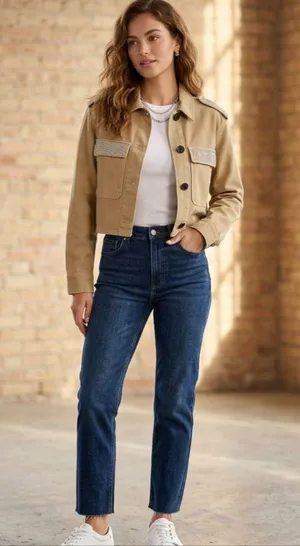 ZARA Cropped Jacket with Rhinestones and Rhinestones - Size XS (NWT) Women's. thumbnail 1